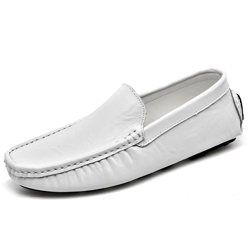Loafers for Men Moe Toe PU Leather Driving Moccasins Loafers Lightweight Flat Heel Anti-Slip Classic Party Slip On