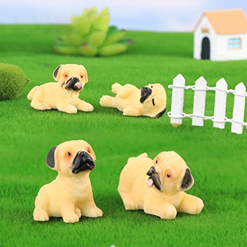HOMSFOU Miniestatuetas de cachorro, 6 peças, miniatura de cachorrinho de resina, pug, decoração de b