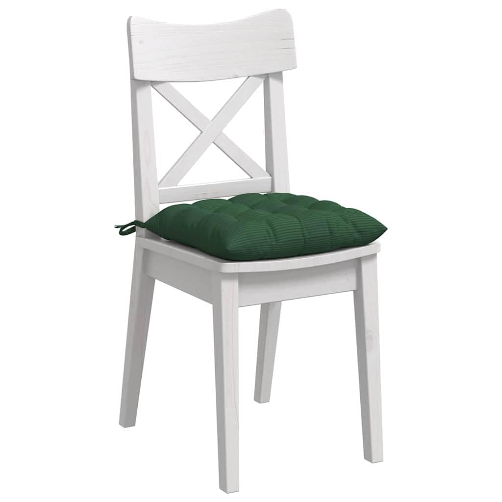 4er Set Sitzkissen 40x40x6 cm Dunkelgrün - Elegante Stuhlkissen aus weichem Cordstoff mit Haltebändern und abnehmbarem Bezug - Komfortable Stuhlauflagen für Esszimmer und Büro