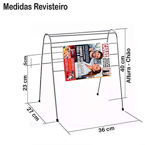 Revisteiro De Chão 8 Hastes Porta Revistas Expositor Em Aço Banheiro Escritório Cor Preta