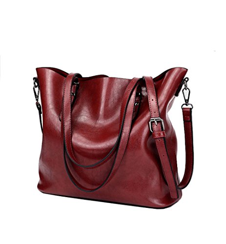 Image of Women's Vintage Large PU Leather Travel Handbag Hobo Bag Shoulder Bag Sling Bag Cross Body Bag Wine