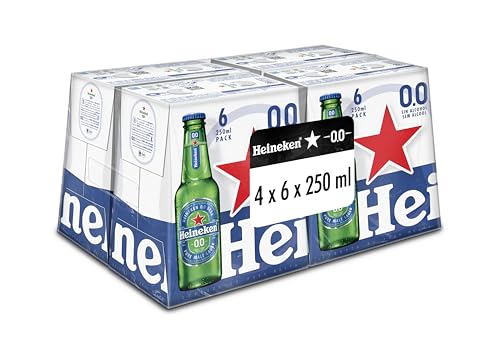 Heineken 0,0 Cerveza Lager Sin Alcohol Caja 4 Pack Botella, 6 x 25cl