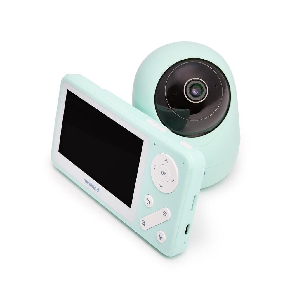 Miniland Digimonitor Anywhere Babyphone Vidéo Dual avec Caméra Motorisée | Écran 4,2” et Application Mobile | Vision Nocturne, Enregistrement SD, Communication Bidirectionnelle