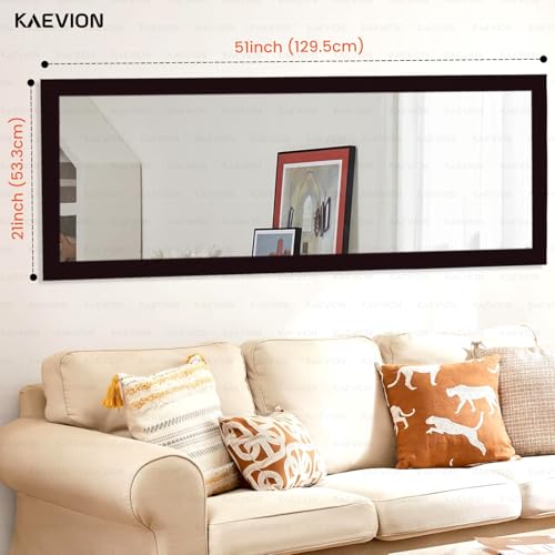 Image of Rectangular 4.25ft Brown PVC Frame Wall Hanging Full-Length with 5MM HD Reflection Glass | Tall Big Floor Stand Long Dressing Body Mirror | Wall Mounted Mirror for Home Decor