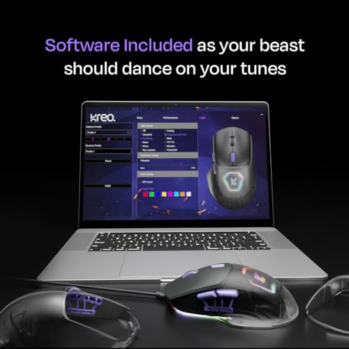 Image of Kreo Pegasus 58 GMS Ultra Lightweight Wireless Gaming Mouse, Top PixArt Sensor, 6 Programmable Buttons, Bluetooth, 2.4GHz Connectivity Gaming Mouse, DPI Upto 26000, Software Included (Griphin)