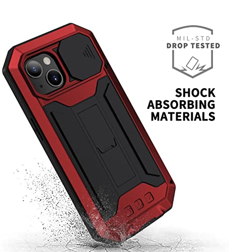 Étui métal iPhone 13 Pro Max antichoc avec protège-écran coque armure blindée rouge - 3