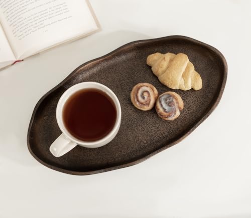 Kate And Laurel 227561 Alessia Modern Decorative Scalloped Oval Footed Metal Tray thumb #4