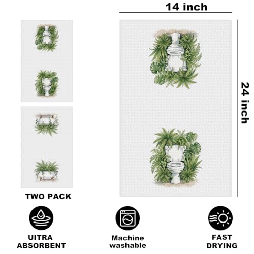 Image of 2 Pcs Sage Green Eucalyptus Hand Towels, Eucalyptus Bathroom Decor | Eucalyptus Botanical Tea Kitchen Towels, Sage Green Toilet Bathtub Decorative Hand Towels 24x14 Inch