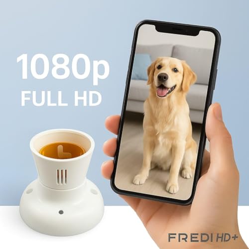 Image of FREDI HD PLUS WiFi Bulb Holder Camera | 1080p Full HD Video Recording | Works with Mobile & PC | 32GB Memory Card Support | Plug & Use AC 220V | Live View from Anywhere | Indoor Security for Home
