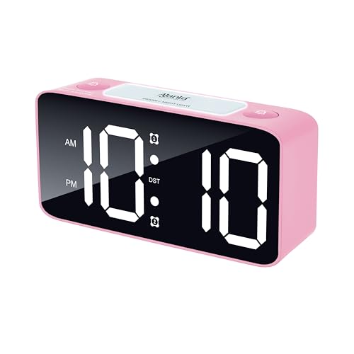 Image of Ajanta Digital Alarm Clock DA-155 Pink | RGB Table Clock with 15 Color Display | Night Light, 4 Dimmer Levels & Dual USB Charger Ports