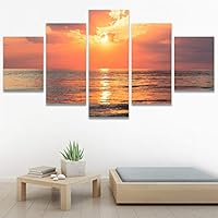 SIGNWIN 5 Panel Canvas Wall Art Multicolor Nature Neon Photography Trees Tropical for Home Decorations Ready to Hang - 60
