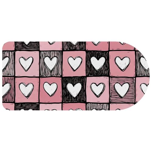 Tapis de souris de jeu XXL rose et blanc avec motif cœurs