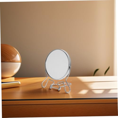 Espejo de maquillaje de mesa doble cara giratorio portátil miniatura 6