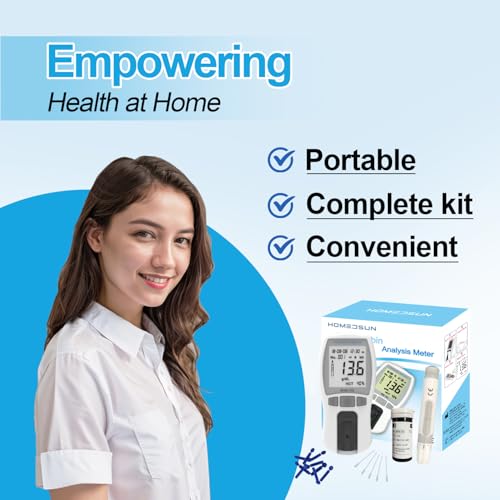 HOMEDSUN HSBHM-102 Home Care Portable Blood Hemoglobin Analyzer Anemia Hb Test Check Kit Handheld Finger Prick Meter Easy To Use Quick Results With 25Pcs Strips Lancets Droppers