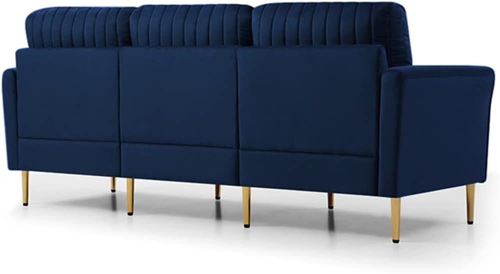 Living Room L Shaped Sofa, Velvet Upholstered Reversible Sectional 3 Seat with Removable Footrest and