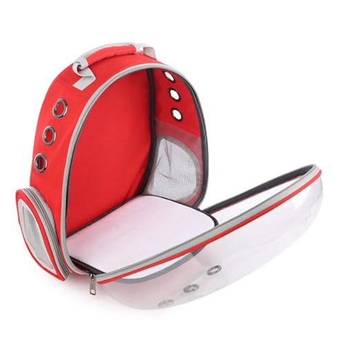 Image of The Pets Company Transparent Capsule Breathable Airline-Approved, Ventilate Carrier Backpack for Travel, Hiking and Outdoor for Cats & Kittens - Red