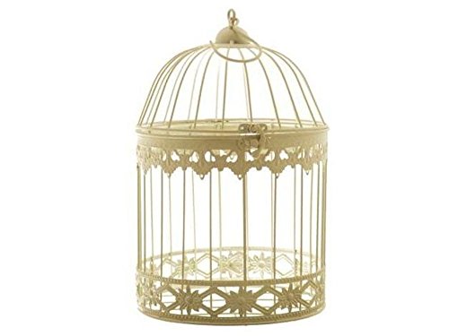 ARTE REGAL Jaula Forja Redonda Blanco Roto Diametro 19cm Altura 30cm