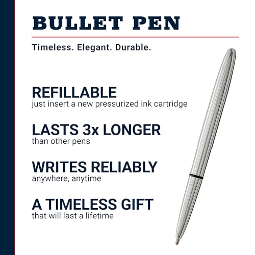 Image of Fisher Space Pen Chrome Bullet Pen, Pressurized Ballpoint Pen, Compact Pocket Size, Writes Upside Down and in Extreme Temperatures, Smooth Black Ink, Medium Point, Made in the USA