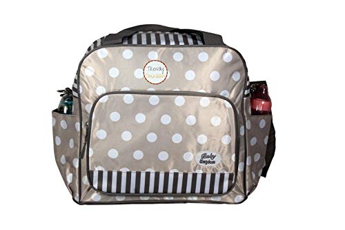 Image of Diaper Bag /Mother Backpack for Travel with Diaper Changing Mat (Polka Brown)