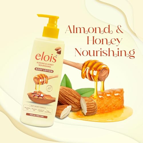 Image of Elois Honey Almond Body Lotion Deep Moisturizer for Women Extremely Dry Rough Skin All Season Hydration for Daily Use Moisturizing & Brightening Non Sticky Paraben Free - 300ml