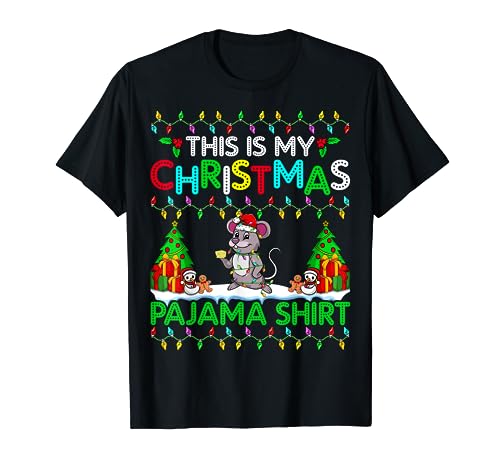 Rat Christmas Xmas Santa Hat Pajama Shirt - Mouse Rat Lover Camiseta