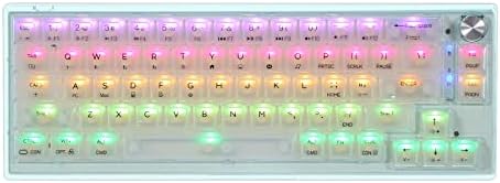 MechLands MC66 65% Hot Swap Programmable RGB 2.4Ghz/ Bluetooth/USB-C Wireless Gaming Keyboard with Double Sound Absorbing Silicone Pad, 4000mAh Battery for Win/MAC/iOS(White, Budgerigar Switch)