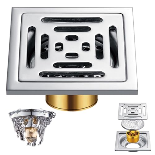 Drain de Salle de Bain carré, 100 x 100 mm, Siphondesoldedouche, Siphondesolenacierinoxydable,...