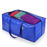 Heavy Duty Extra Large Storage Bags Moving Bag Totes (4-Pack). XL Storage Bins, Clothes Organizer. Great for Blankets, Comforter, Bedroom closet, Dorm Room Essentials, Moving Supplies, Clothes Storage