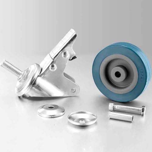 Ruote piroettanti industriali da 2,5/3 Pollici silenziose con Filettatura M12, bloccabili e Resistenti all'Usura, perfette per carrelli Multiuso e scarpiere, Set da 4 Pezzi.