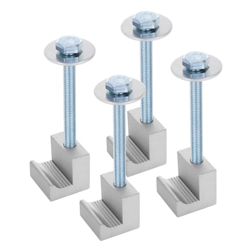 AFEISOL Truck Tool Box Mounting Kit for Pickup Truck Bed Toolbox Mount Tie Downs, Universal Aluminum Mounting Clamps Comes with Fastening Nuts J-Hooks Crossover Fixed Accessories (4 PCS, Silver)