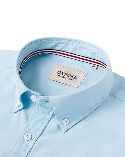 Image of Alimens & Gentle Mens Solid Oxford Shirt Long Sleeve Dress Shirt Work Casual Button Down Shirts with Pocket