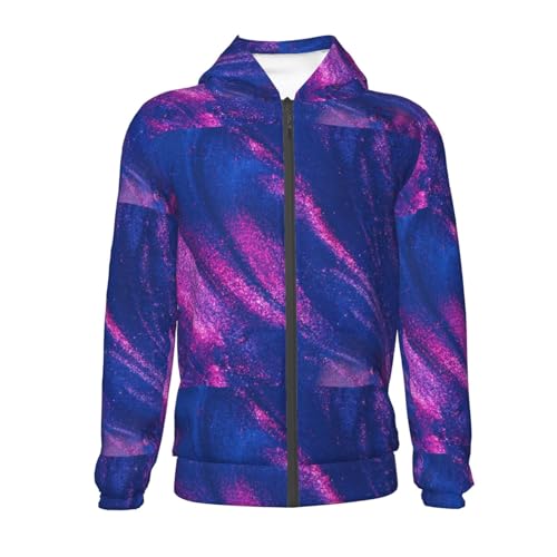 Neon Gradient Blue Kids Pullover Hoodies Boys Zip Up Sweatshirts Girls Athletic Clothes with Pocket2