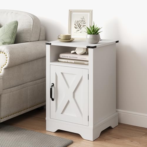 RoyalCraft US RoyalCraft Farmhouse Nightstand, White End Table for Bedroom