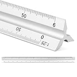 Scala triangolare, scalimetro professionale, righello triangolare, scalimetro triangolo, 30 cm, argento, scala 1:20, 1:25, 1:50, 1:75, 1:100, 1:150, per insegnanti, studenti, scuole, famiglie