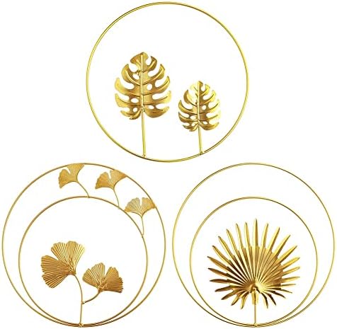 resome 3 PCS Gold Wall Decor, 11inch Gold Metal Wall Art Decor Gold Ginkgo Maple Monstera Leaf Wall Decor for Bedroom, Easy Installation Great for Livingroom Hotel Office Home Decor Mothers Day Gifts