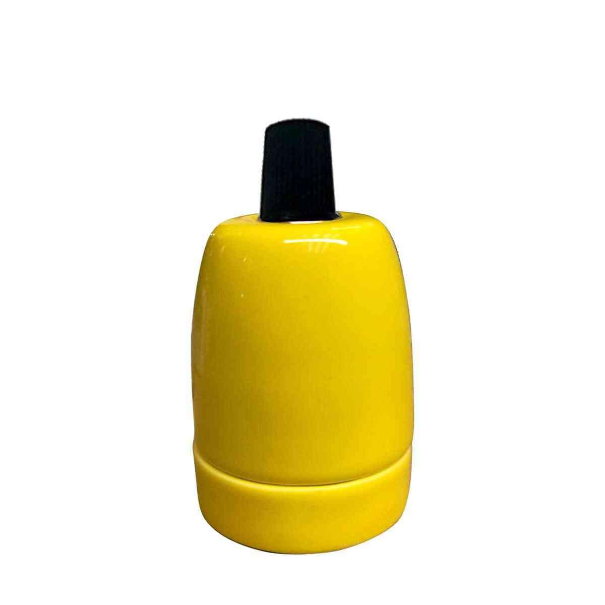 E27 Pendant Light Holder, Edison Screw ES Lamp Holder, Metal Thread Ceramic Wall Socket, Yellow Ceiling Light Fitting For Home,Office,cafe