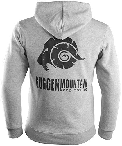 Guggen Mountain Sudadera con Capucha para Hombre con Lana Hoodie Logo Chaqueta  Suéter Caliente Manga Larga Deportes Al Aire Libre Gris Claro M