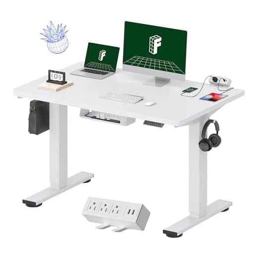 FLEXISPOT EN1 Electric White Stand Up Desk 48 x 30 Inches Whole-Piece Desktop Ergonomic Memory Controller Adjustable Height Standing Desk (White Frame + 48" White Desktop, 2 Packages)
