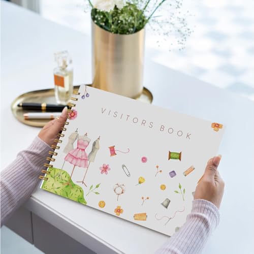 Image of Visitor Book - 8 x 12 Inches | Fashion Accessories Wire Bound Guest Register for Hotels, Offices, Exhibitions & Business Use | Medium Size Visitor Log Book for Reception & Front Desk