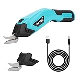 Forbici Elettriche Cutter per Tessuti, 4.0V Ricaricabile Taglierino Professionale Forbici Potatura Elettriche con Blocco di Sicurezza e Teste di Taglio Per Carta, Cartone, Pelle, Tappeto (8mm max)