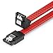Produktbild deleyCON 60cm SATA 3 Kabel Nylon 6 Gbit/s Datenkabel SATA III Anschlusskabel Serial ATA Verbindungskabel für Mainboard & Festplatte HDD SSD 1 S-ATA L-Stecker 90° Gewinkelt Rot