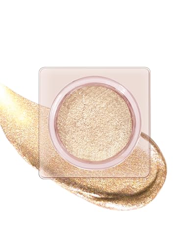 Sombra de ojos con purpurina, sombra de ojos en crema dorada y resaltadora, gel de sombra de ojos altamente pigmentada, larga duración y resistente al agua, textura fina, maquillaje metálico de ojos