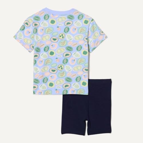 Image of Amazon Essentials Girls and Toddlers' Short Sleeve T-Shirt and Bike Short Set, Pack of 2