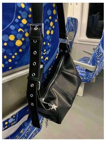 SweatyRocks Women's Y2k Leather Shoulder Bag Grommet Eyelet Top Handle Purses with Zipper3