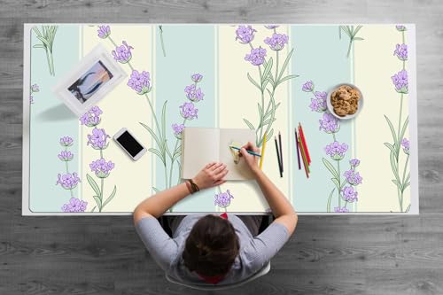 Couverture de bureau 120x60 cm en vinyle PVC à fleurs de lavande