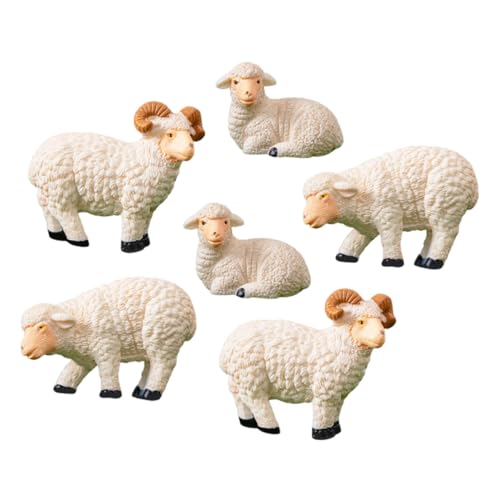 JECOMPRIS 6pcs Figurines de Moutons Miniatures : 1,85 Pouce Décoration de Micro Paysage - Accessoires DIY pour Jardin Féerique