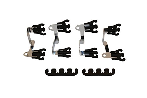 Mota Performance A70231 Chrome Spark Plug Wire Loom Set, Angled - Universal for 7-9MM Wires with Black Plug Wire Saddles