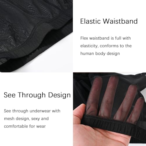 Men's Sexy See Through Boxer Briefs Mesh Sheer Dual Pouch Underwear4