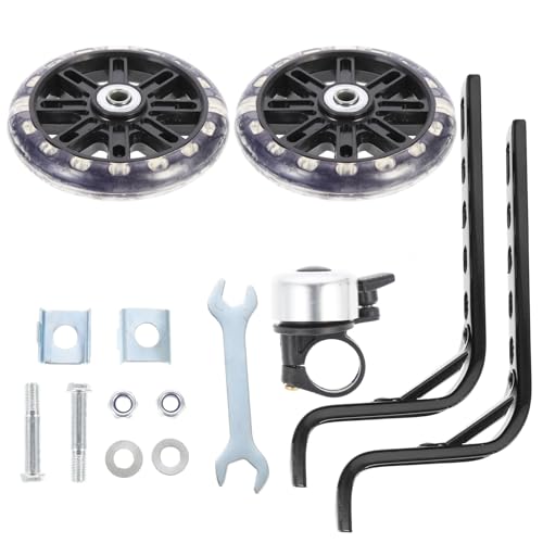 VANZACK Set de Ruedas de Entrenamiento para Bicicleta con Timbre y Herramientas, Negro, Soporte Lateral 12-20 Pulgadas para Equilibrio y Estabilidad, Accesorio Resistente para Ciclo miniatura 1