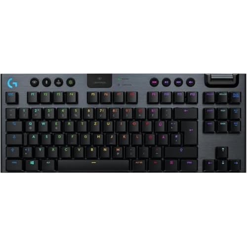 Logitech G915 LIGHTSPEED TKL Tenkeyless kabellose mechanische Gaming-Tastatur, Taktiler GL-Tasten-Switch, LIGHTSYNC RGB, Ultraschlankes Design, 40+ Stunden Akkulaufzeit, Deutsches QWERTZ-Layout-Carbon